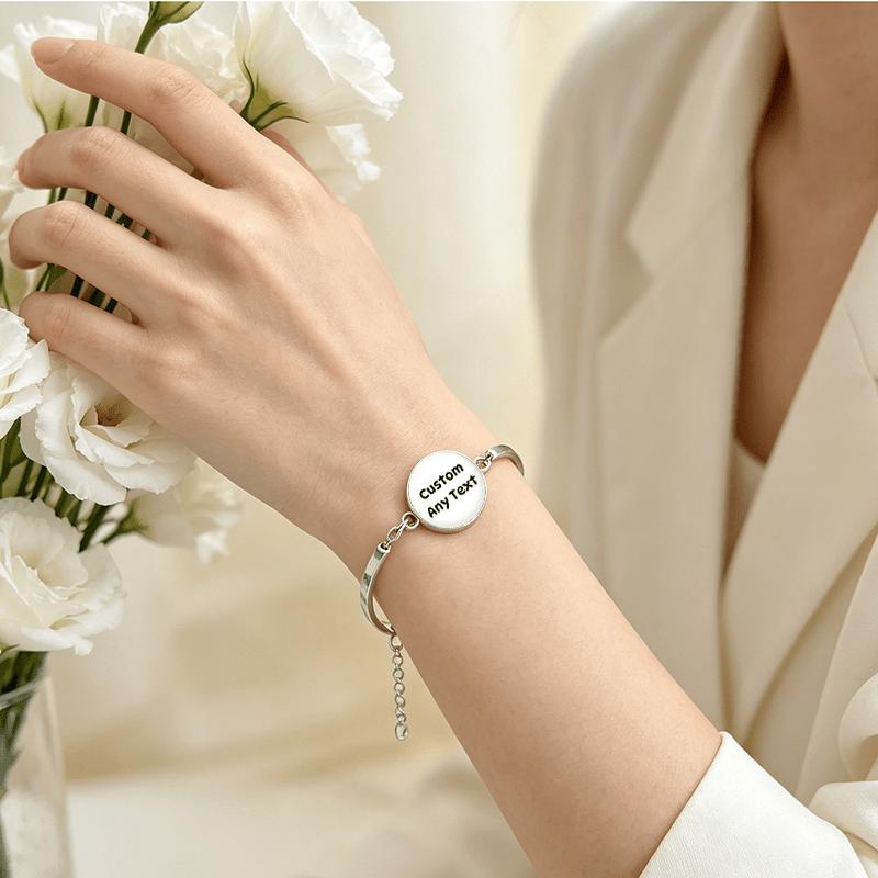 Adjustable Round Time Inlay Classic Bracelet, Customizable